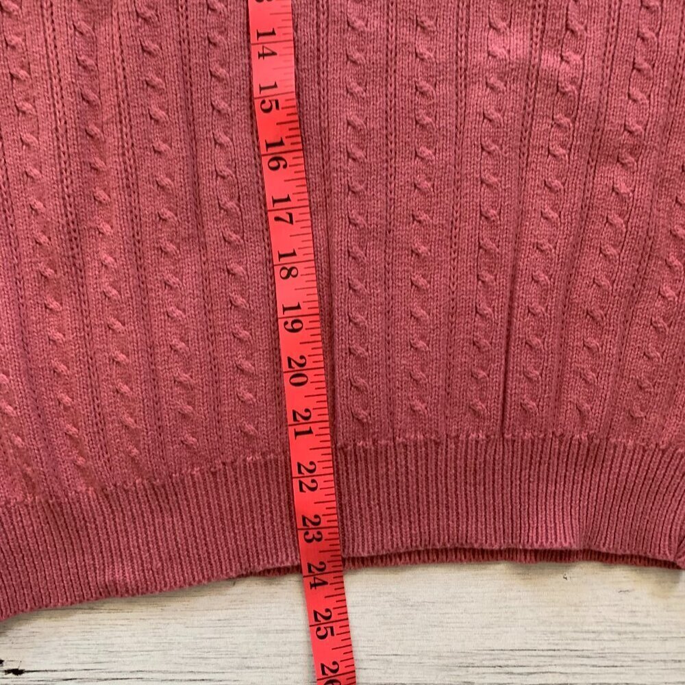 Vintage 90s Cable Knit Sweater M Pink Tradition Country Collection 80s Crewneck - Picture 13 of 14
